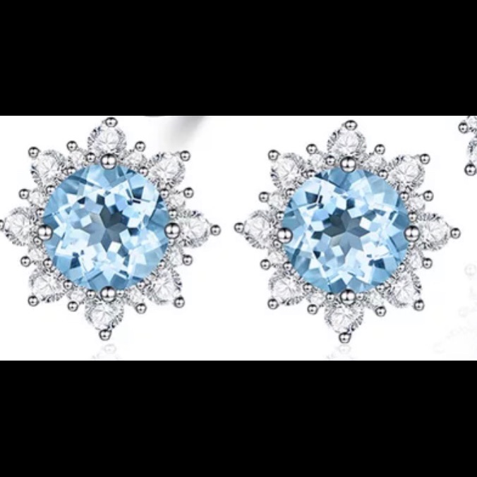 925 Solid Sterling Silver Topaz Earrings